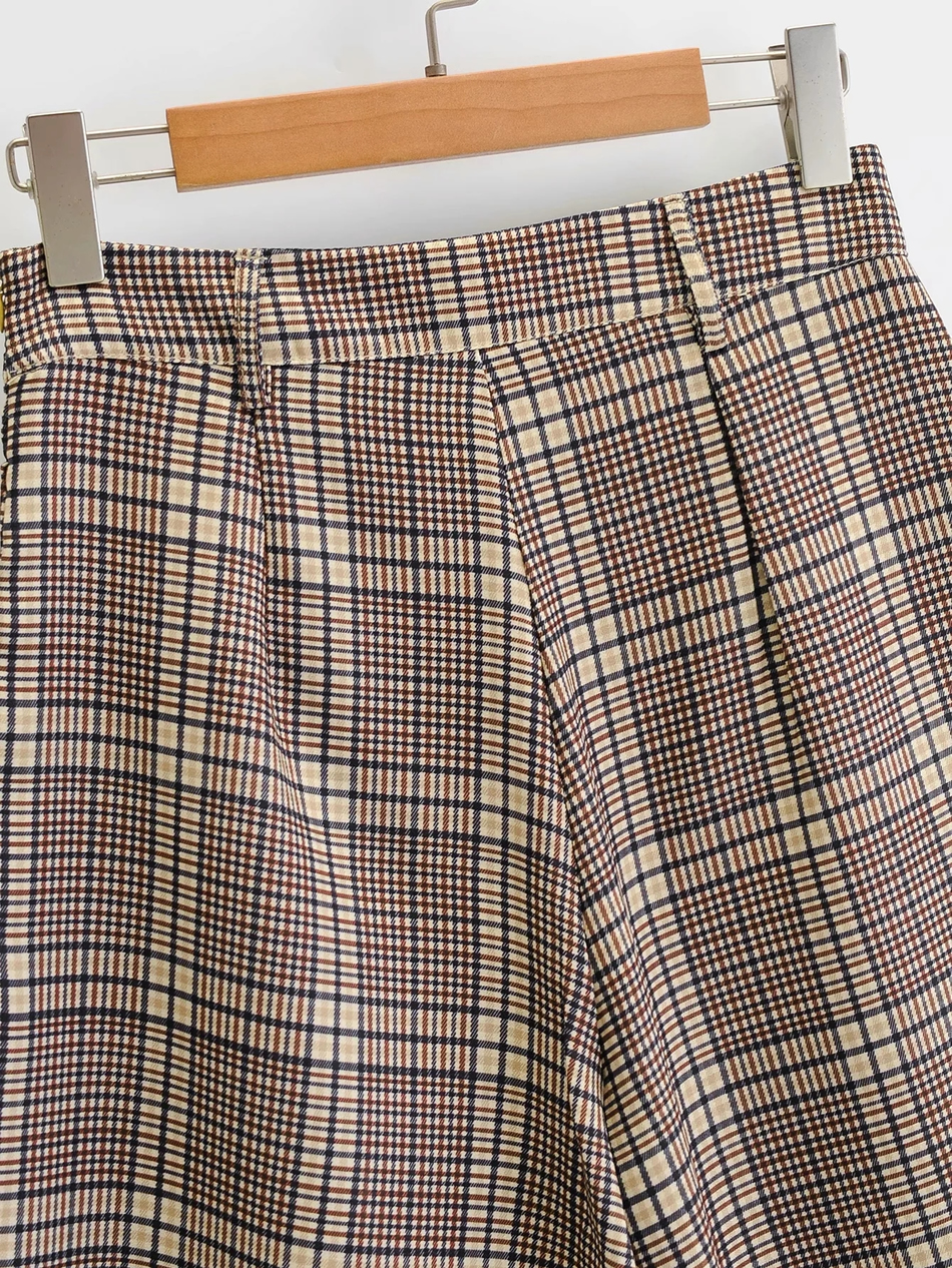 Fashion Coffee Color Houndstooth Single-breasted Skirt,Skirts