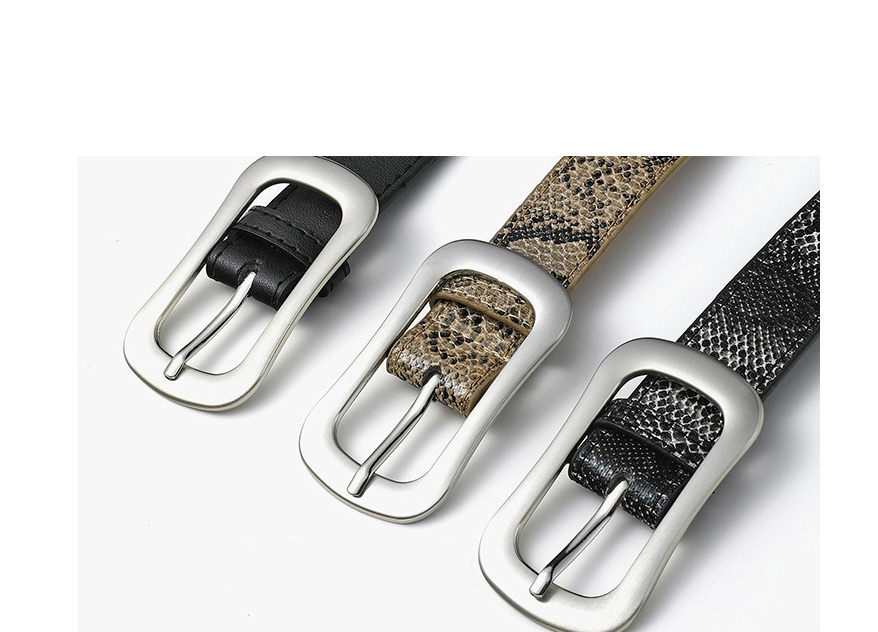 Fashion Serpentine Beige Japanese Buckle Snake Print Jeans Belt,Thin belts
