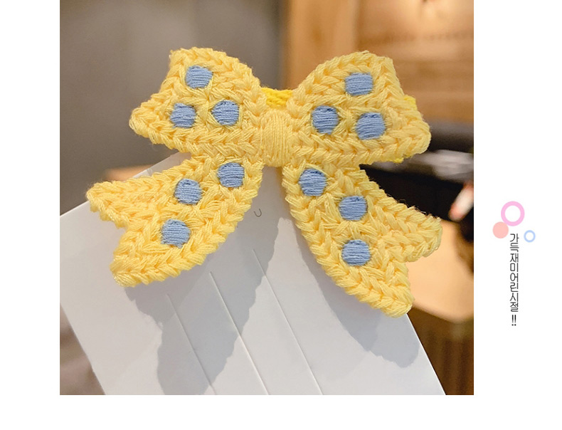 Fashion Yellow Knitted Bow Polka Dot Children Hairpin,Hairpins