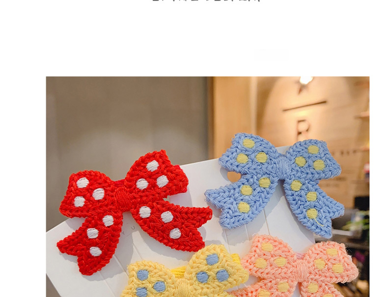 Fashion Red Knitted Bow Polka Dot Children Hairpin,Hairpins