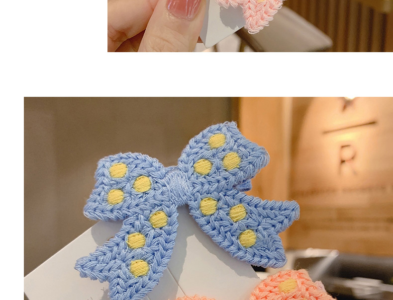 Fashion Red Knitted Bow Polka Dot Children Hairpin,Hairpins