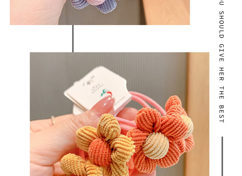 Fashion 1 Pair Of Pink Flowers Flower Bow Contrast Color Children S Hair Rope,Hair Ring