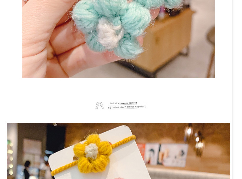 Fashion 1 Pair Of Yellow Flowers Knitted Flower Contrast Color Children S Hair Rope,Hair Ring