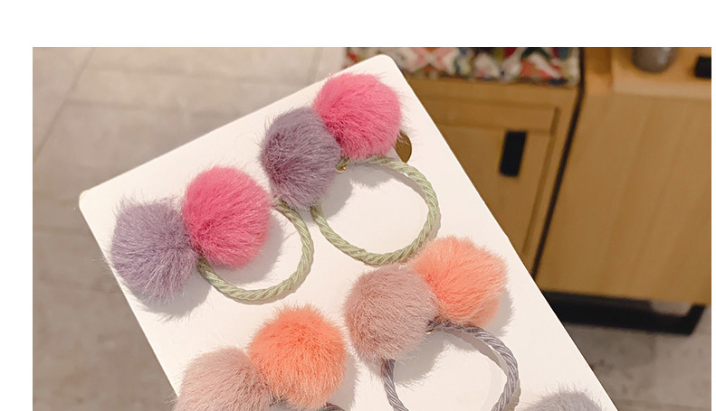 Fashion Rose Red Purple Double Ball Hair Rope [1 Pair] Children S Hair Rope With Plush Ball Hitting Color,Hair Ring
