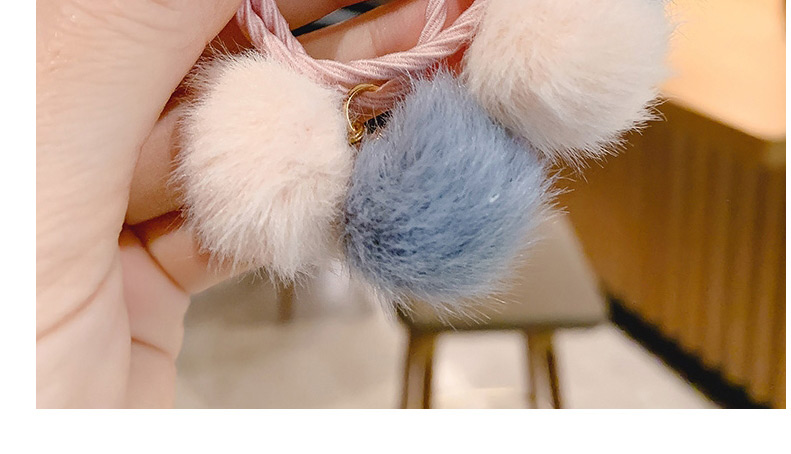 Fashion Pink And Blue Double Ball Hair Rope [1 Pair] Children S Hair Rope With Plush Ball Hitting Color,Hair Ring