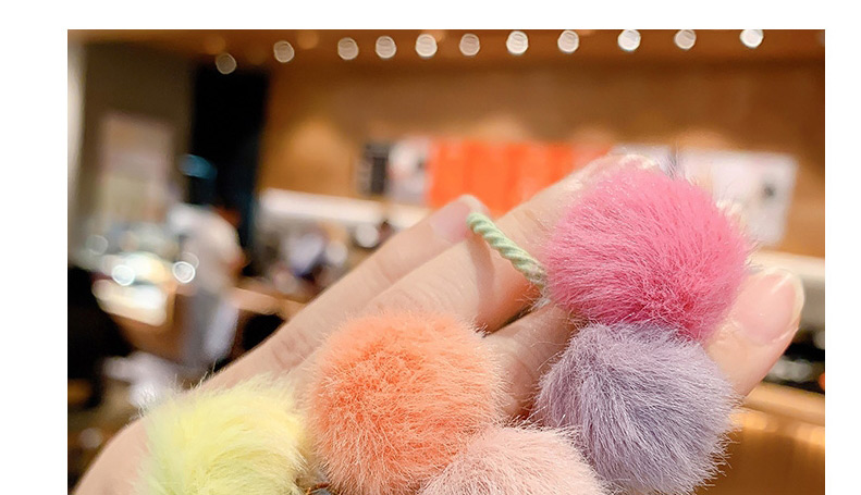 Fashion Pink Orange Double Ball Hair Rope [1 Pair] Children S Hair Rope With Plush Ball Hitting Color,Hair Ring