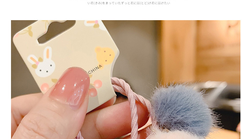 Fashion Gray And Yellow Double Ball Hair Rope [1 Pair] Children S Hair Rope With Plush Ball Hitting Color,Hair Ring
