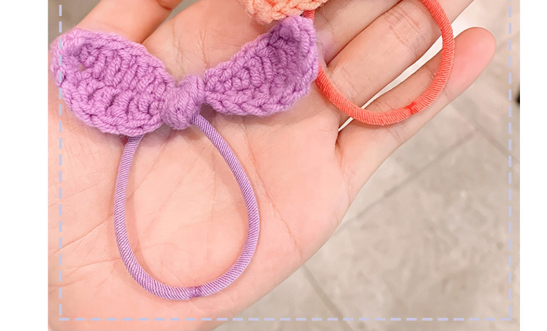 Fashion Purple+blue Yarn Bow Contrast Color Children S Hair Rope,Hair Ring