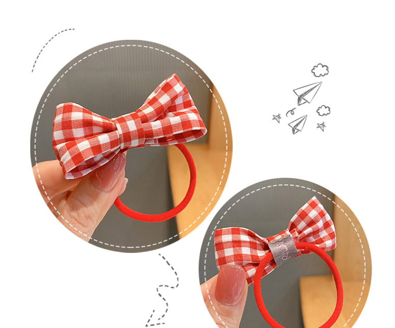 Fashion Pink Dots [1 Pair] Checkered Polka Dot Printed Bow Hair Rope,Hair Ring