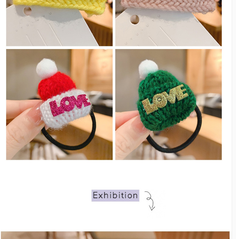 Fashion Rose Red Hair Clip Knitted Woolen Hat Letter Children S Hair Rope Hairpin,Hairpins