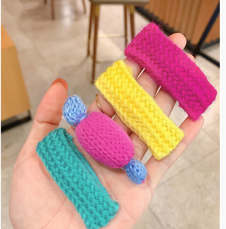 Fashion Yellow-green Hairpin Knitted Woolen Hat Letter Children S Hair Rope Hairpin,Hairpins