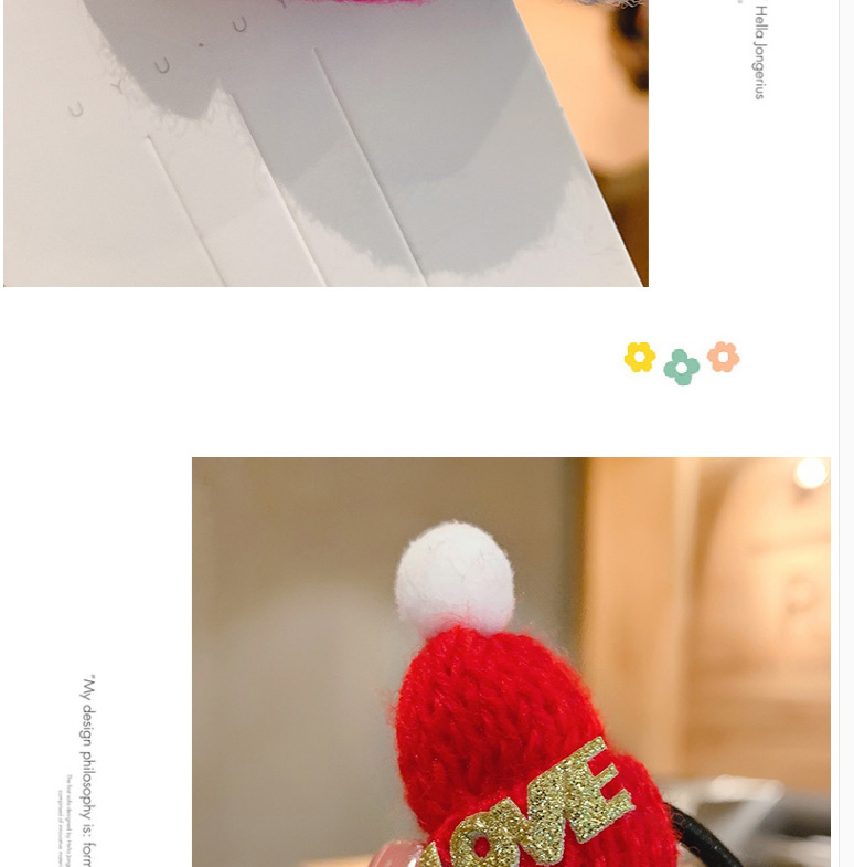 Fashion Rose Red Hair Clip Knitted Woolen Hat Letter Children S Hair Rope Hairpin,Hairpins