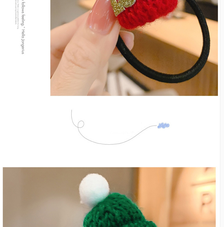 Fashion Green Hat [hair Rope] Knitted Woolen Hat Letter Children S Hair Rope Hairpin,Hair Ring