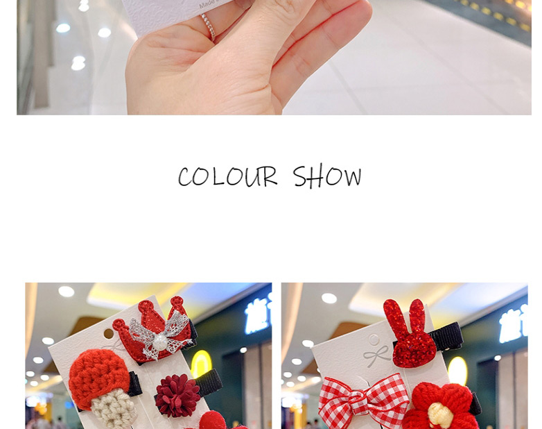 Fashion Blue Cherry [5 Piece Set] Children S Hairpin With Cloth-wrapped Fruit And Flower Lattice,Hairpins
