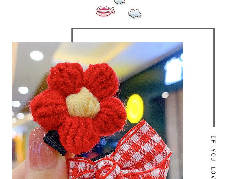 Fashion Red Strawberry [5 Piece Set] Children S Hairpin With Cloth-wrapped Fruit And Flower Lattice,Hairpins