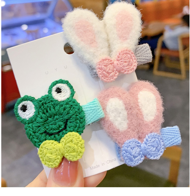 Fashion Pink Bunny Ears Knitted Animal Rabbit Ears Hit Color Children Hairpin,Hairpins