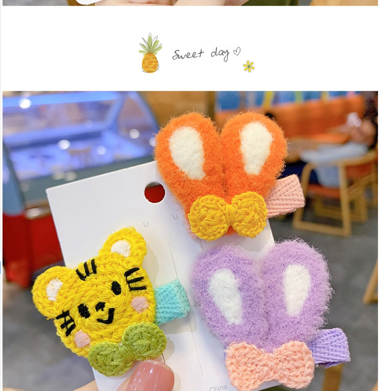 Fashion Orange Bunny Ears Knitted Animal Rabbit Ears Hit Color Children Hairpin,Hairpins