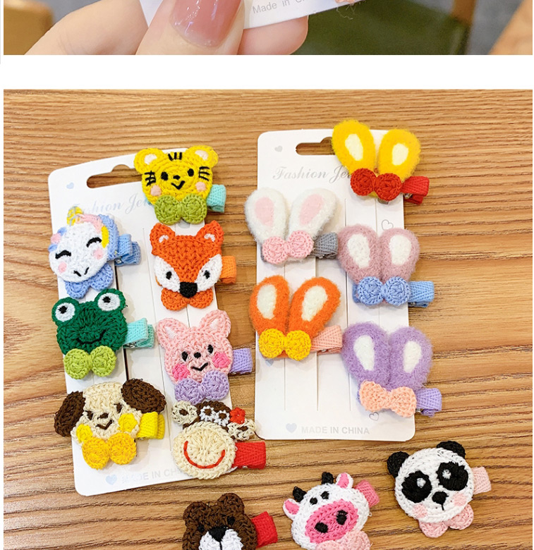 Fashion Little Brown Bear Knitted Animal Rabbit Ears Hit Color Children Hairpin,Hairpins