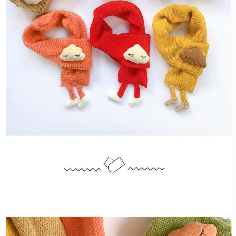 Fashion Little Feet Bib [orange Pink] Yunduo Little Feet Knitted Children Scarf,knitting Wool Scaves