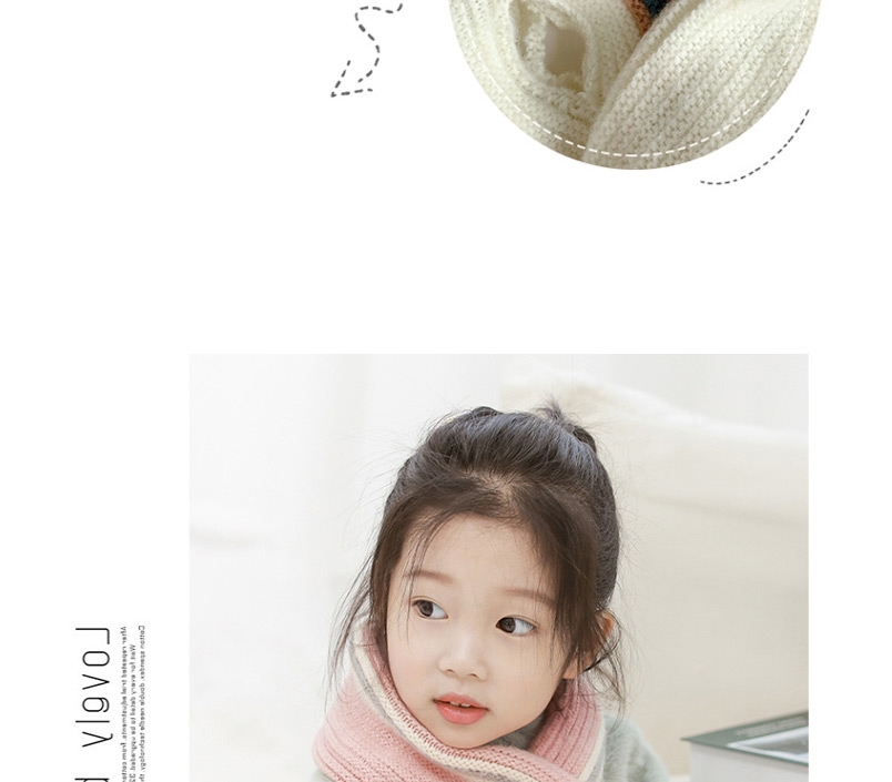 Fashion Pink Gray Fur Ball Color-blocking Wool Knitted Ball Children Scarf,knitting Wool Scaves
