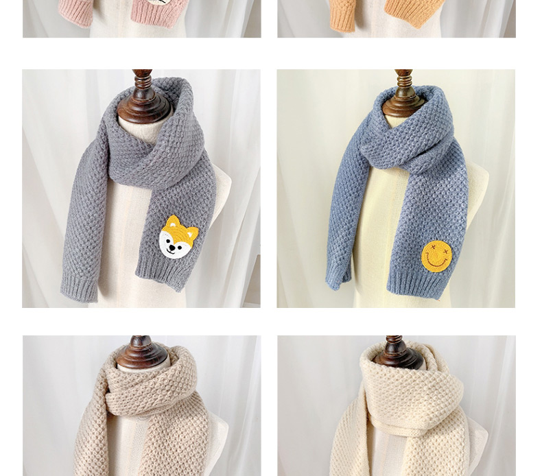 Fashion Smiley [haze Blue] Animal Wool Knitted Children S Scarf,knitting Wool Scaves