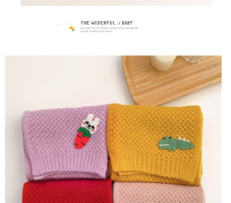 Fashion Little White Rabbit [purple] Animal Wool Knitted Children S Scarf,knitting Wool Scaves