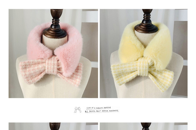 Fashion Pink Plush Stitching Cross Children Scarf,knitting Wool Scaves