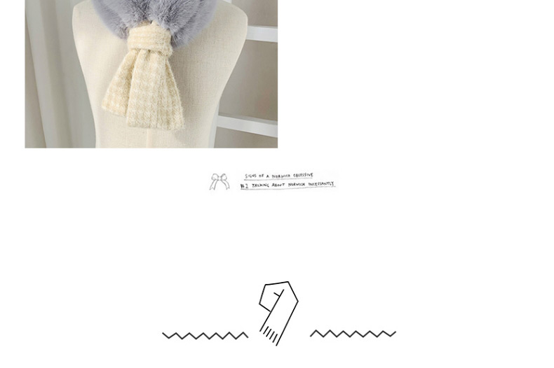 Fashion Grey Plush Stitching Cross Children Scarf,knitting Wool Scaves