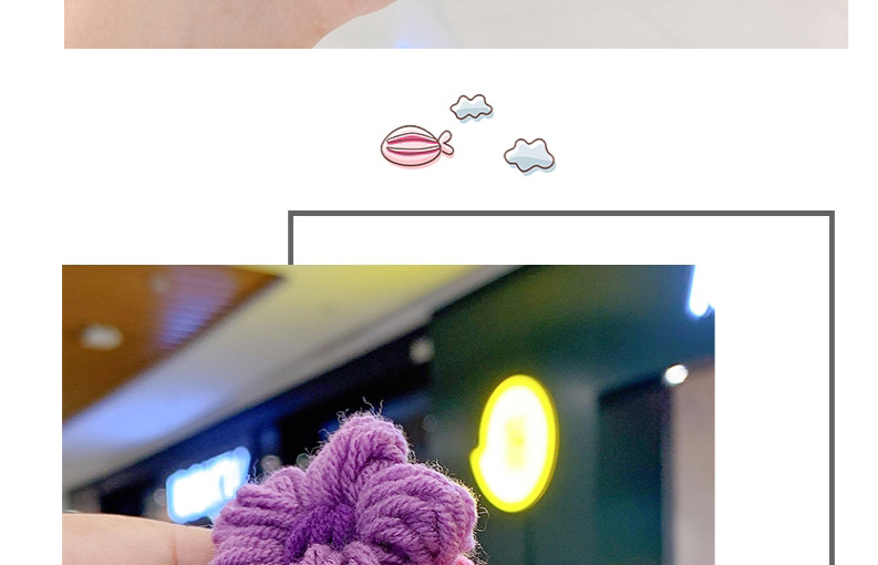 Fashion Purple Knitted Color Children S Hair Rope With Woolen Flowers,Hair Ring
