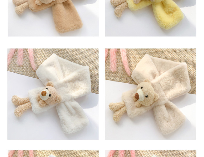 Fashion Little Bear [camel] Bear Doll Plush Thickened Children S Scarf,knitting Wool Scaves
