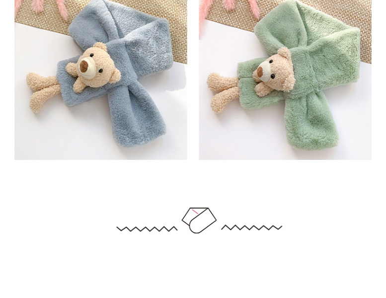 Fashion Little Bear [green] Bear Doll Plush Thickened Children S Scarf,knitting Wool Scaves