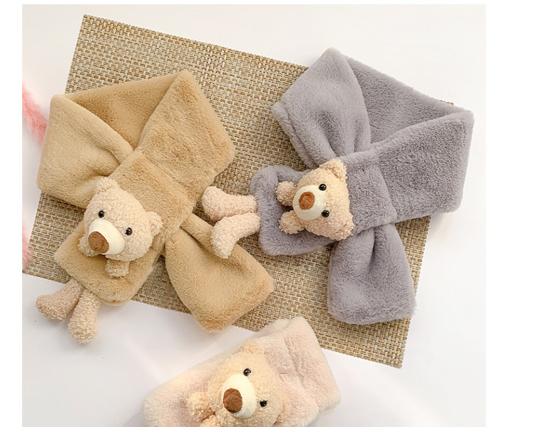 Fashion Little Bear [blue] Bear Doll Plush Thickened Children S Scarf,knitting Wool Scaves