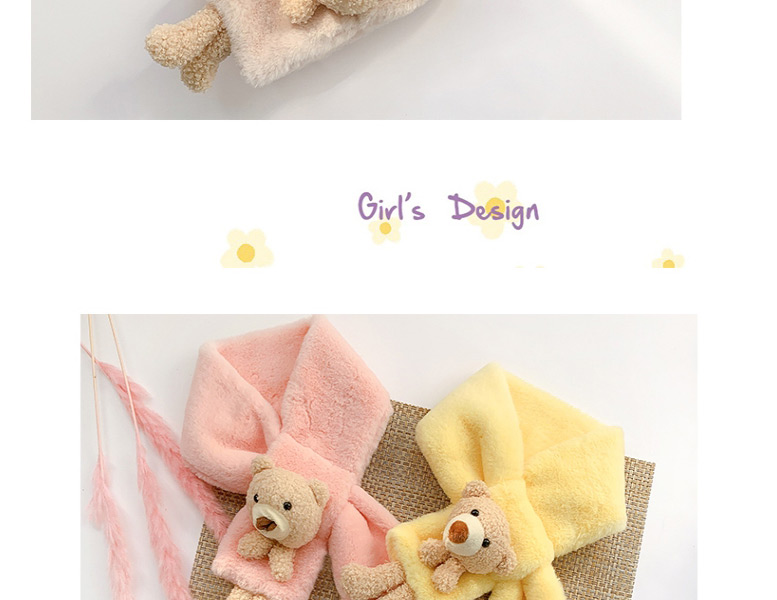 Fashion Little Bear【yellow】 Bear Doll Plush Thickened Children S Scarf,knitting Wool Scaves