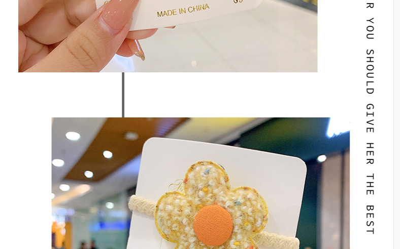 Fashion Yellow Flowers [2-piece Set] Flower Woolen Geometric Children S Hairpin Hair Ring,Hair Ring