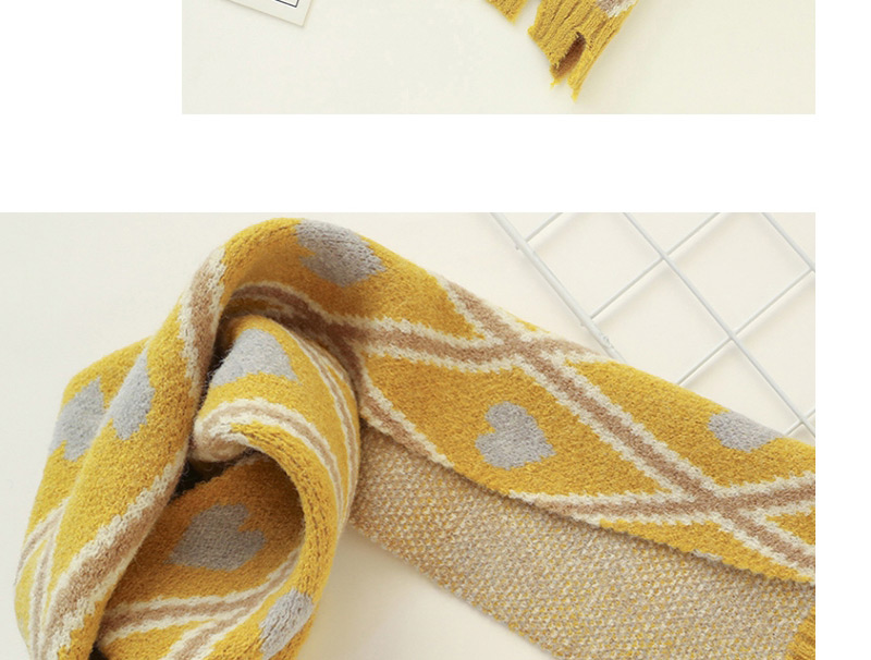 Fashion Yellow Love Love Geometric Tassel Thickened Children S Scarf,knitting Wool Scaves