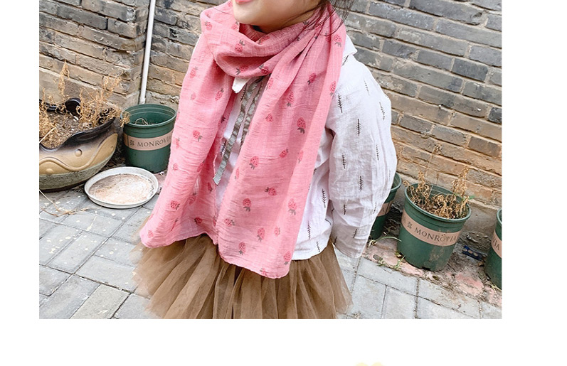 Fashion Daisy【pink】 Strawberry Flower Print Net Yarn Children Scarf,knitting Wool Scaves