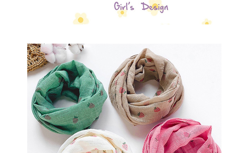 Fashion Little Strawberry【gray】 Strawberry Flower Print Net Yarn Children Scarf,knitting Wool Scaves