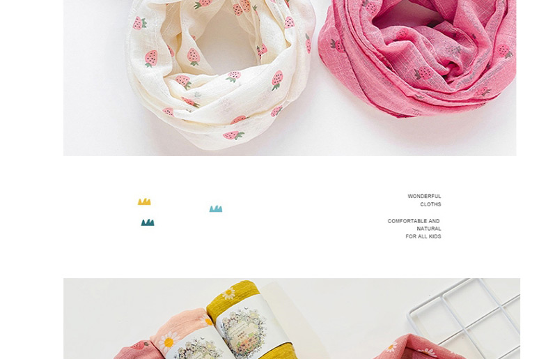 Fashion Daisy【light Pink】 Strawberry Flower Print Net Yarn Children Scarf,knitting Wool Scaves