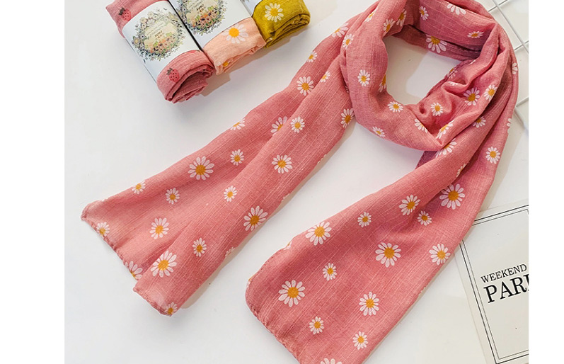 Fashion Daisy【light Pink】 Strawberry Flower Print Net Yarn Children Scarf,knitting Wool Scaves