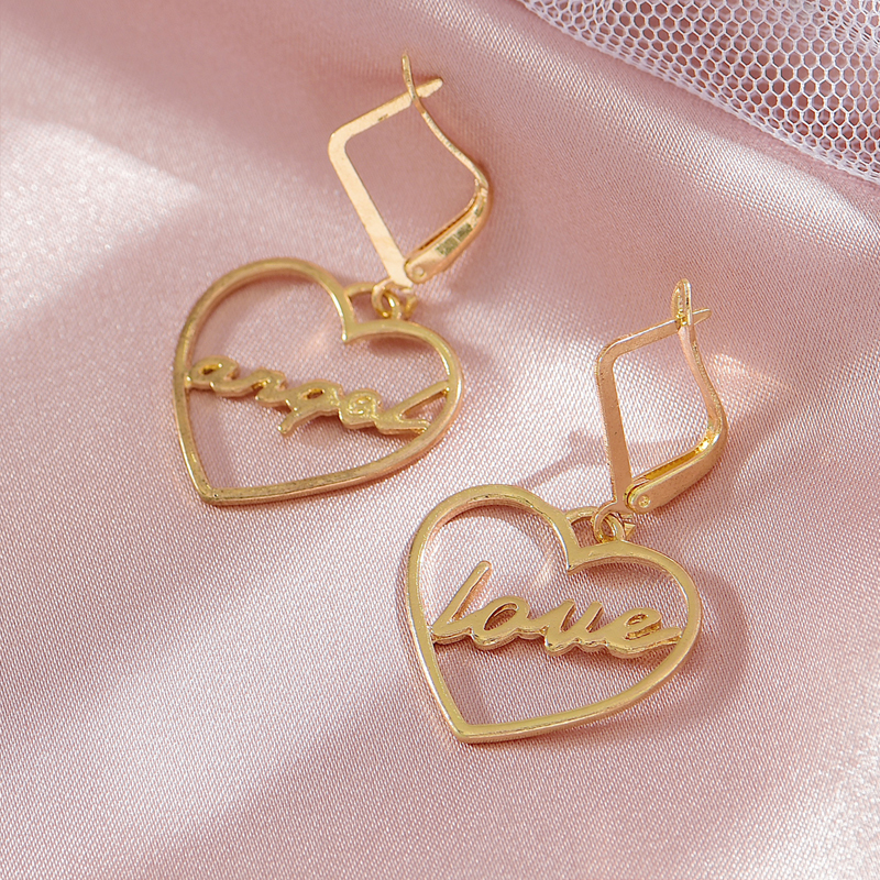 Fashion Gold Color Letter Love Alloy Hollow Earrings,Drop Earrings