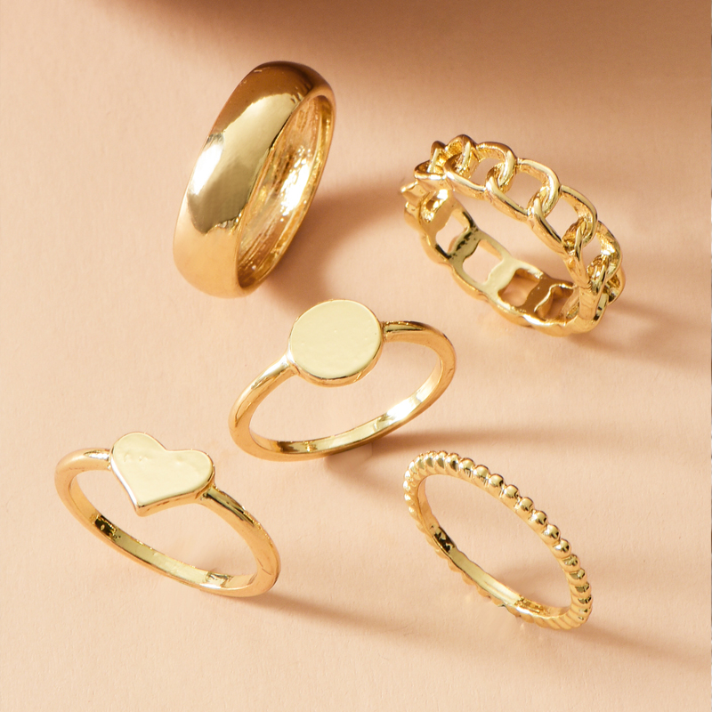 Fashion Gold Color Love Geometric Oval Alloy Ring Ring Set,Rings Set