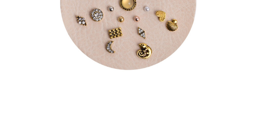 Fashion Color Mixing Diamond Heart Shaped Geometric Alloy Stud Earring Set,Jewelry Sets