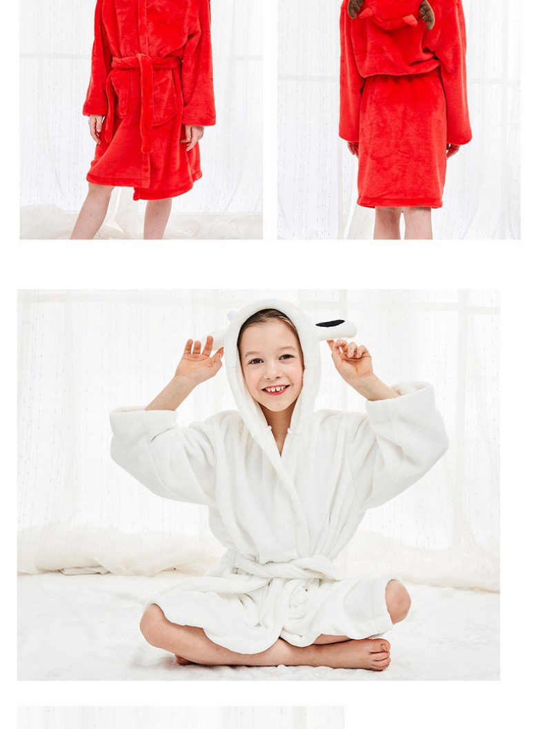 Fashion Pink Rabbit Nightgown Childrens Flannel Nightgown With Hooded Animal Belt,SLEEPWEAR & UNDERWEAR
