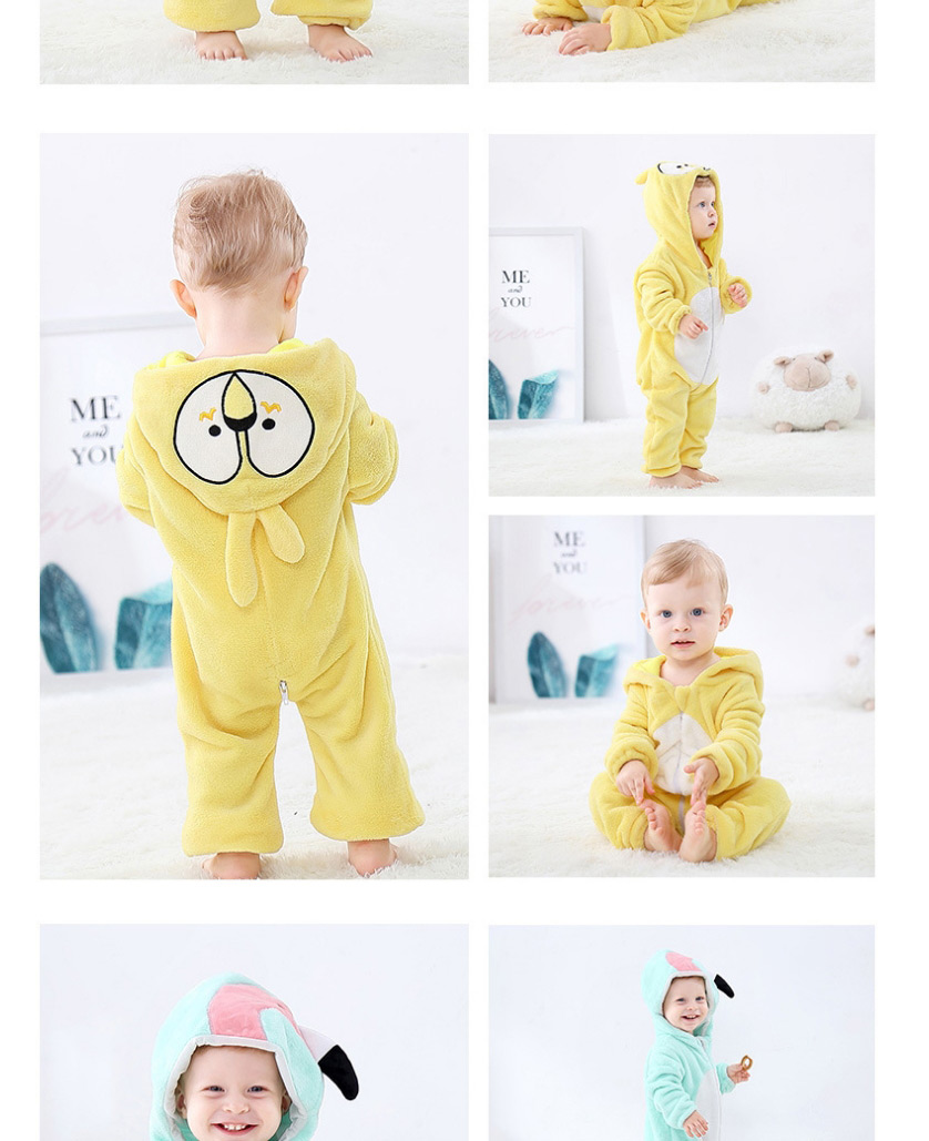 Fashion Yellow Parrot Romper Animal Contrast Color Flannel Baby Romper,SLEEPWEAR & UNDERWEAR