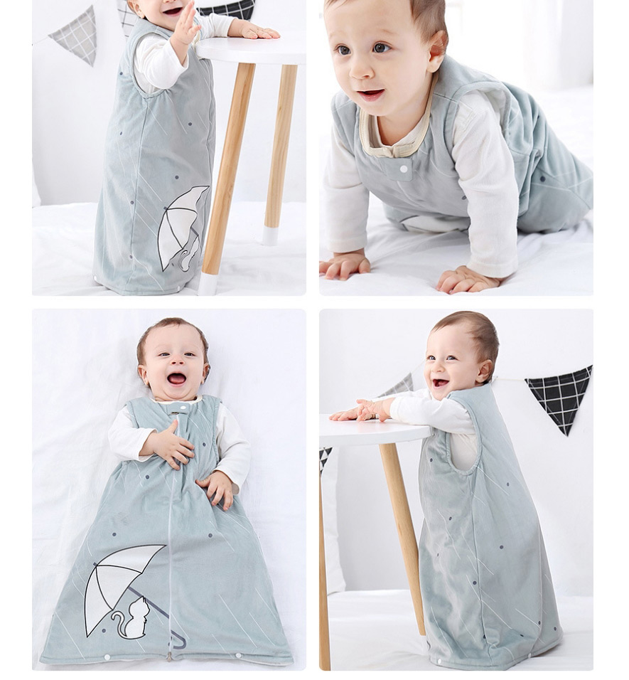 Fashion Grey Umbrella Nightdress Animal Print Childrens Home Wear Sleeveless Baby Nightdress Set,SLEEPWEAR & UNDERWEAR