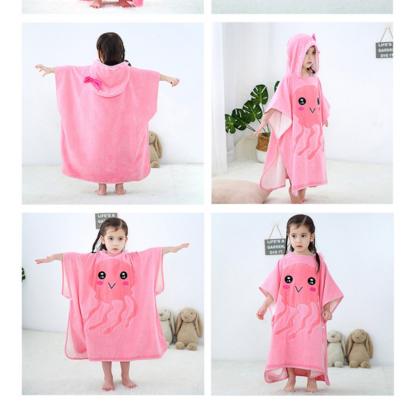 Fashion Pink Jellyfish Hooded Whale Jellyfish Kids Hooded Bath Towel,SLEEPWEAR & UNDERWEAR