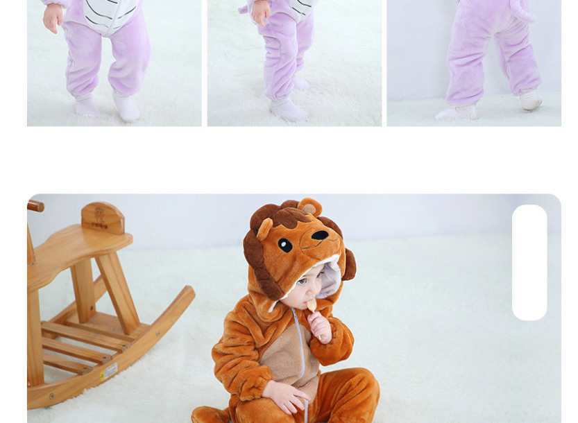 Fashion Purple Rhino Animal Color Contrast Baby One-piece Romper,Kids Clothing