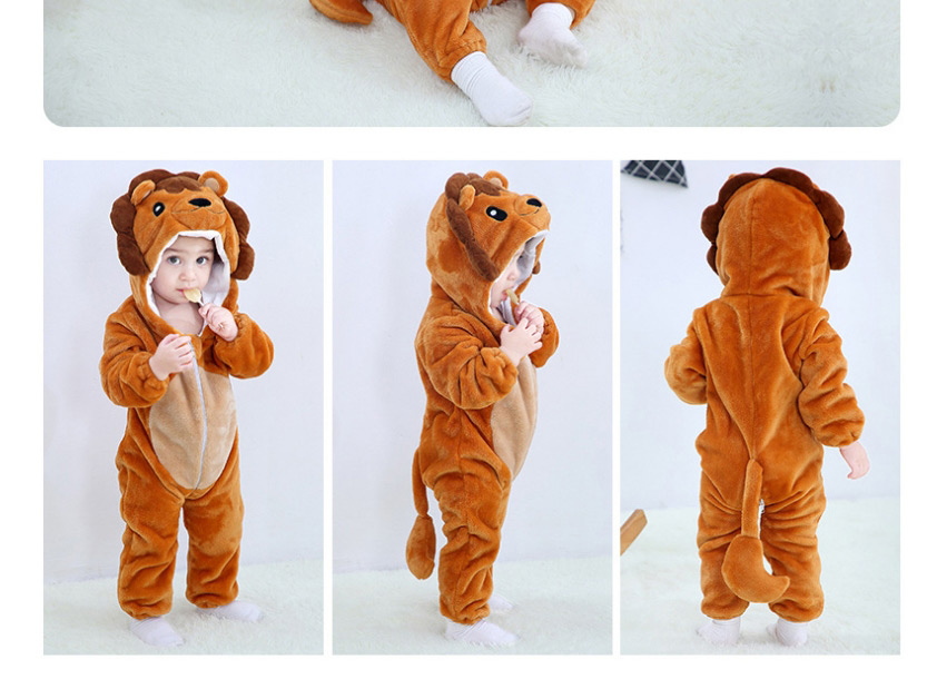 Fashion [zipper Section] Brown Monkey Animal Color Contrast Baby One-piece Romper,Kids Clothing