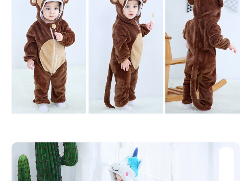Fashion 【buttons】blue Unicorn Animal Color Contrast Baby One-piece Romper,Kids Clothing