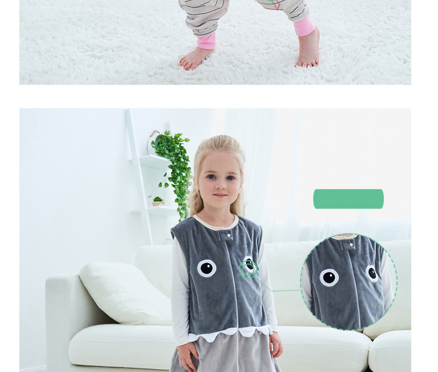 Fashion Cyan Bubble Octopus Animal Hit Color Sleeveless Flannel One-piece Childrens Sleeping Bag,Kids Clothing